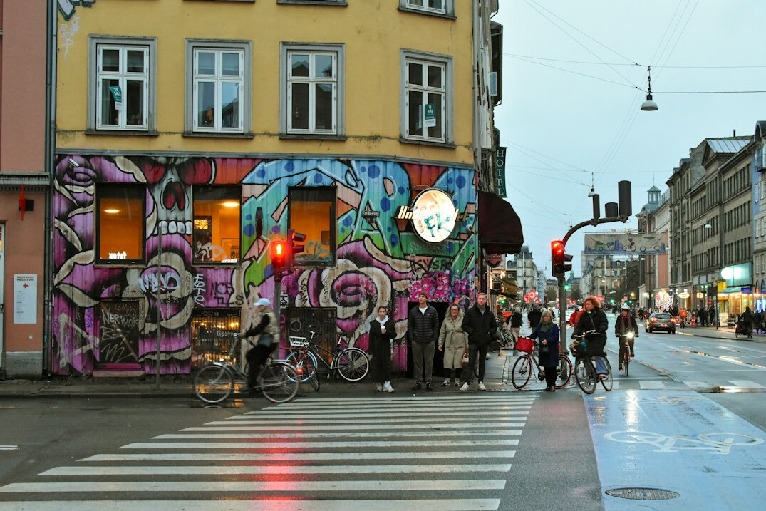 Young people queuing outside a record store for a vinyl release in Denmark